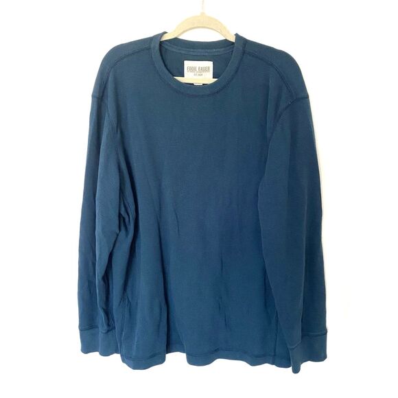 Eddie Bauer Long Sleeve Waffle Cotton Blend Crew Neck Tee Shirt Sz XL - Picture 1 of 6